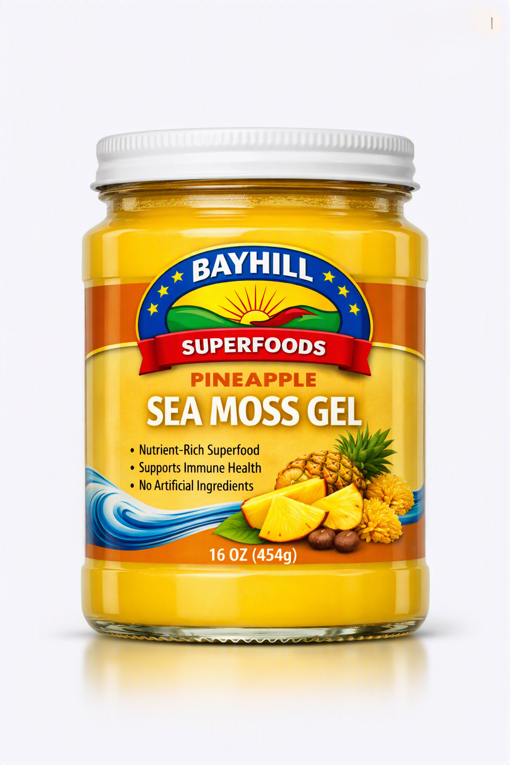 Bayhill Superfoods Pineapple Sea Moss Gel - 16 oz jar, Vegan, Nutrient-Rich Superfood