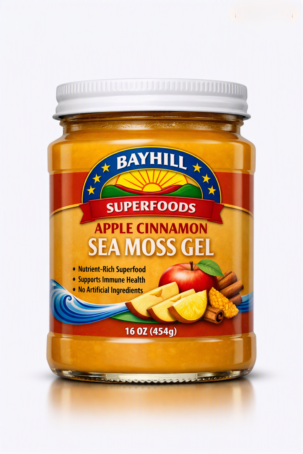 Bayhill Superfoods Apple Cinnamon Sea Moss Gel - 16 oz jar, Vegan, Nutrient-Rich Superfood