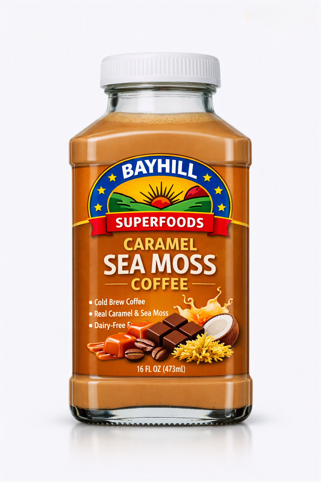 Bayhill Superfoods Caramel Sea Moss Coffee - 16 fl oz, Cold Brew, Dairy-Free