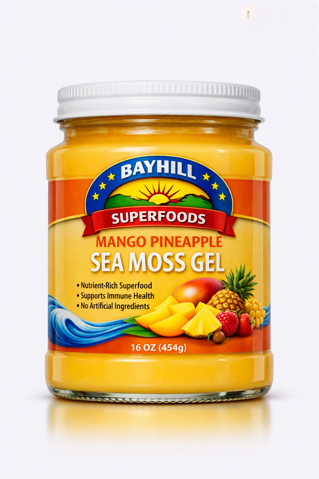 Bayhill Superfoods Mango Pineapple Sea Moss Gel - 16 oz jar, Vegan, Nutrient-Rich Superfood