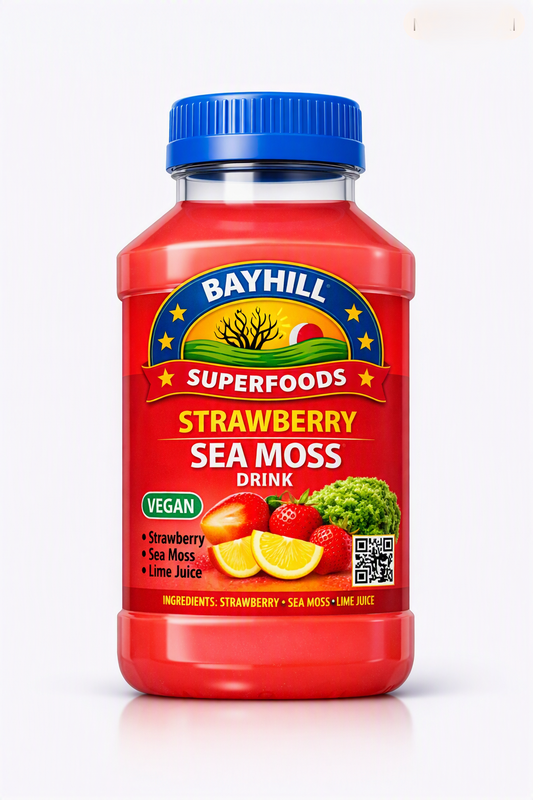 Bayhill Superfoods Strawberry Sea Moss Drink - Vegan, Strawberry, Sea Moss & Lime Juice