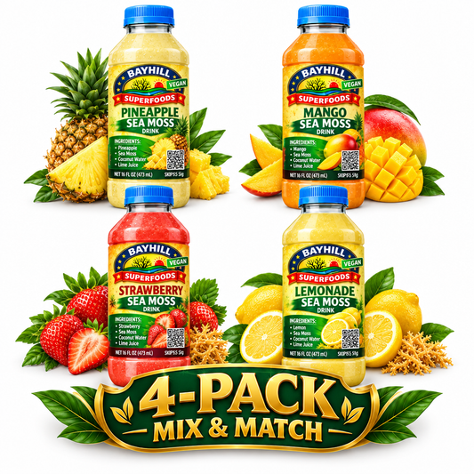 Sea Moss Drink Sampler 4-Pack Mix & Match Bundle - BAYHILL SUPERFOODS